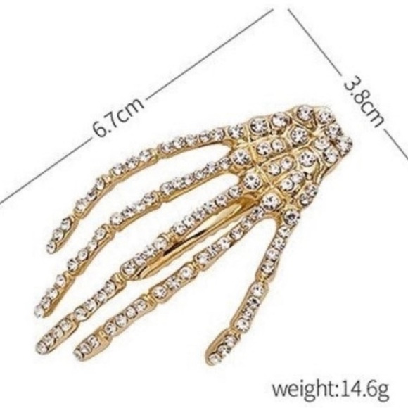 Skeleton hands Halloween hair clips rhinestone studded gold​​ Black Nail New ✨✨ main image 4